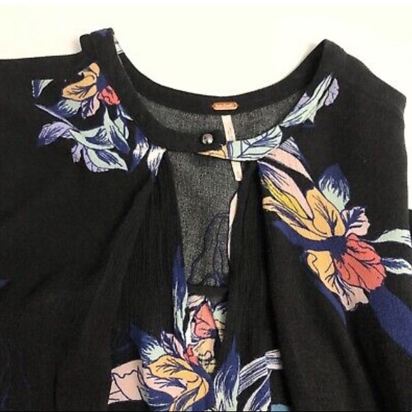 Free People Black Floral Tree Swing Tunic Dress EUC Size S - Picture 8 of 10